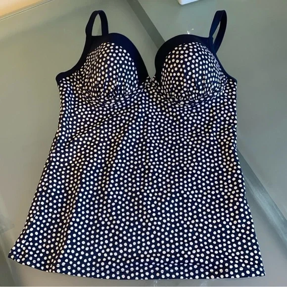 BODEN Navy and White Tankini Top Size 34C - Picture 5 of 8